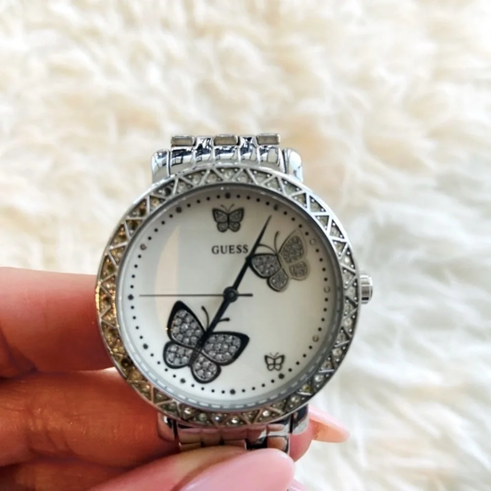 🤍 Stainless Steel Guess Butterfly Watch